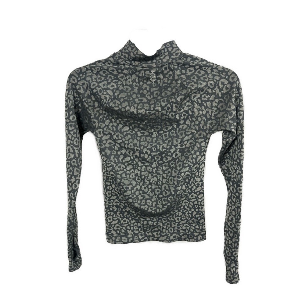 FP Movement by Free People Leopard Print Top - Gray and Cream